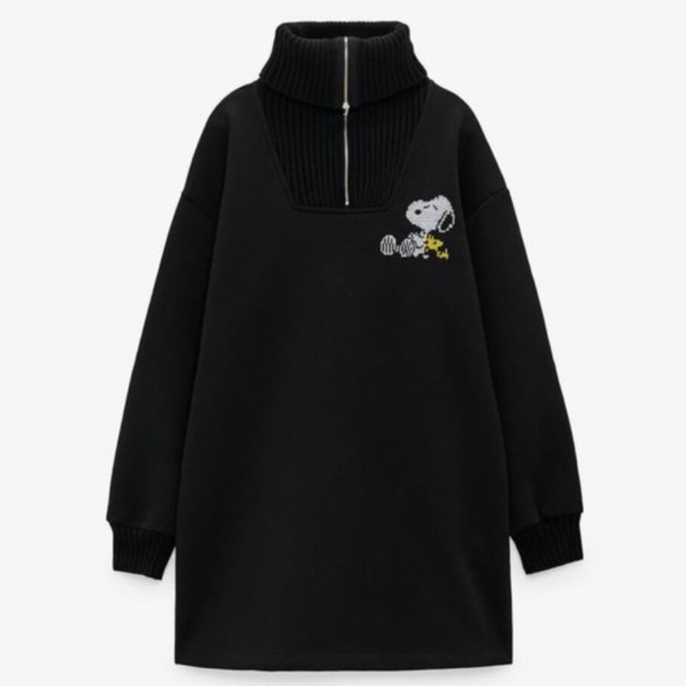 Zara  Black Snoopy Sweater Dress- new